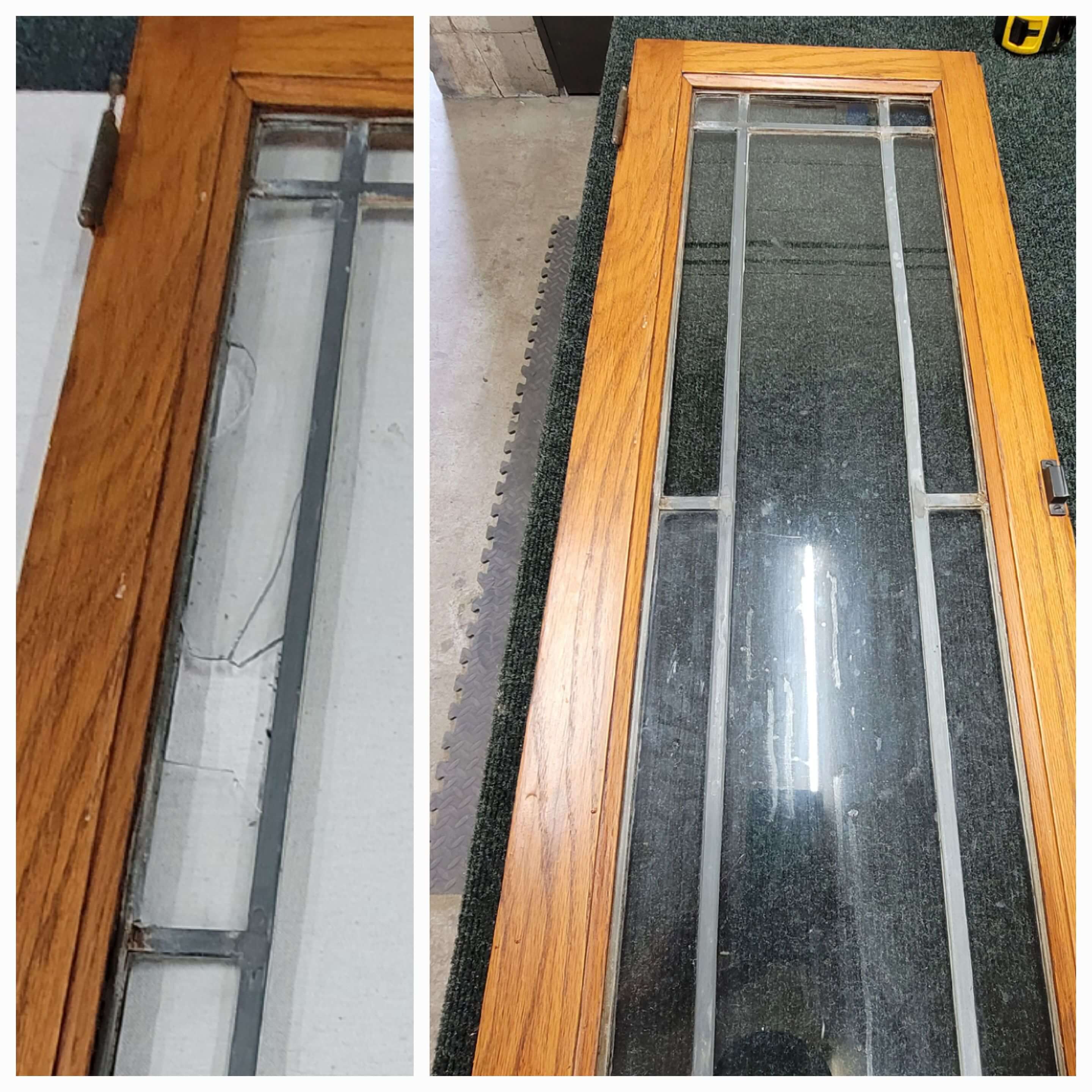 A before/after comparison of a replaced resendential multi-paned window.